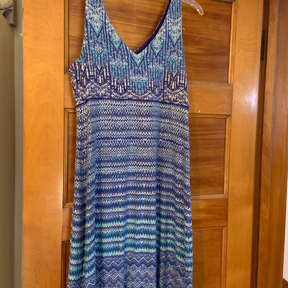 Athleta Blue and Purple Patterned Dress